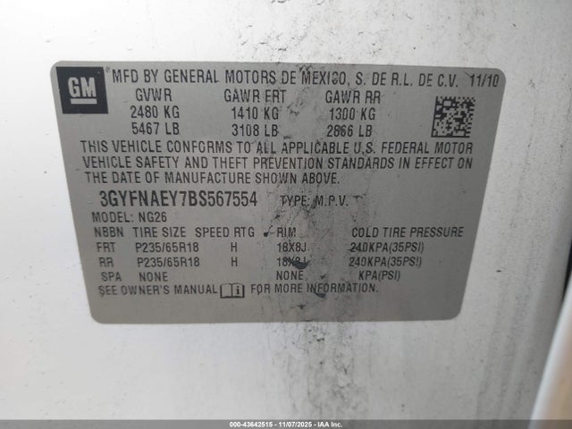 2011 CADILLAC SRX 3GYFNAEY7BS567554 Photo 8