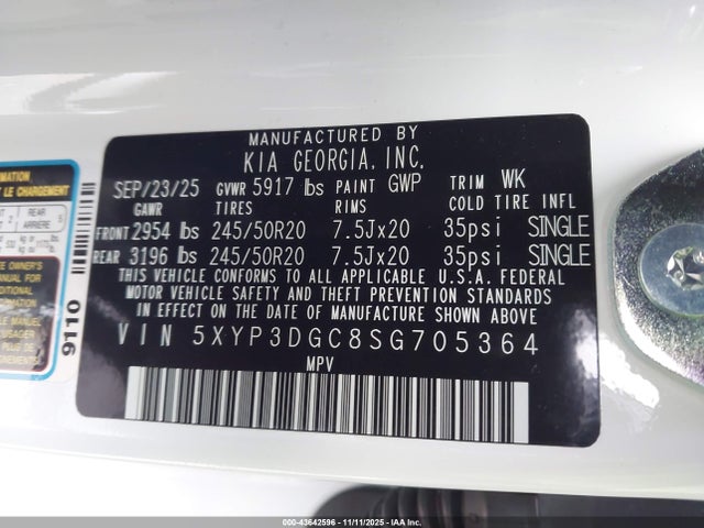5XYP3DGC8SG705364 KIA Telluride Ex X-line