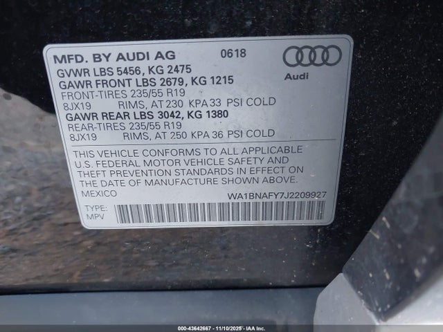 2018 AUDI Q5 WA1BNAFY7J2209927 Photo 8
