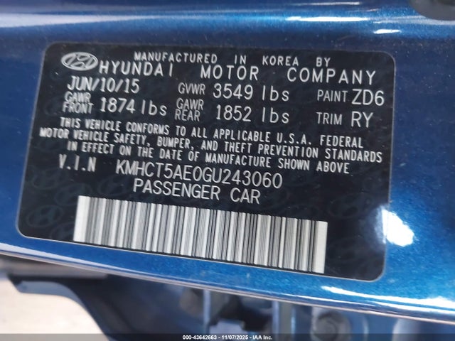 Hyundai ACCENT SE 2016 KMHCT5AE0GU243060 Image 9