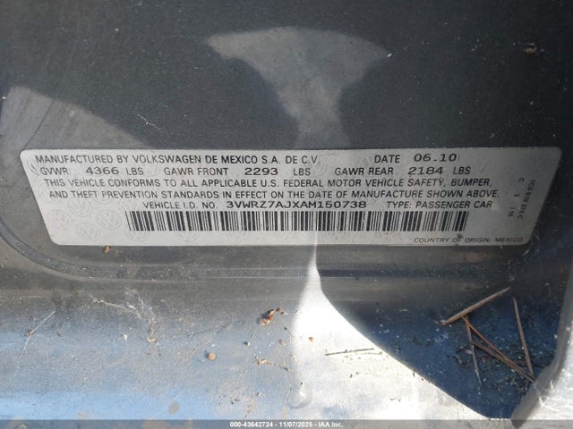 2010 VOLKSWAGEN JETTA 3VWRZ7AJXAM150738 Photo 8