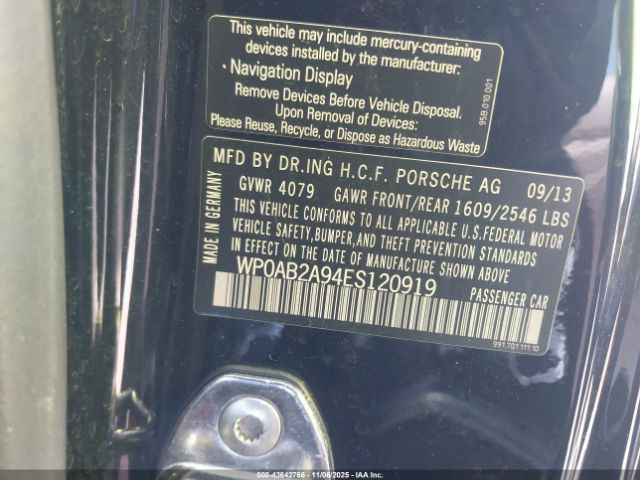 2014 PORSCHE 911 WP0AB2A94ES120919 Photo 8