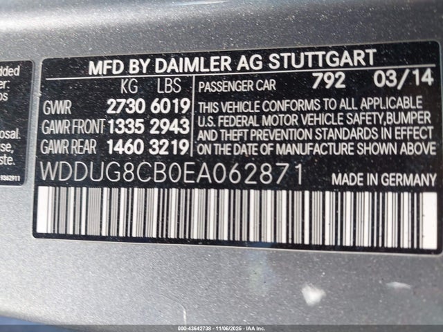 WDDUG8CB0EA062871 Mercedes-Benz S 550