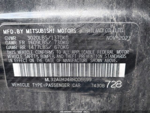 2024 MITSUBISHI MIRAGE ML32AUHJ4RH006699 Photo 8