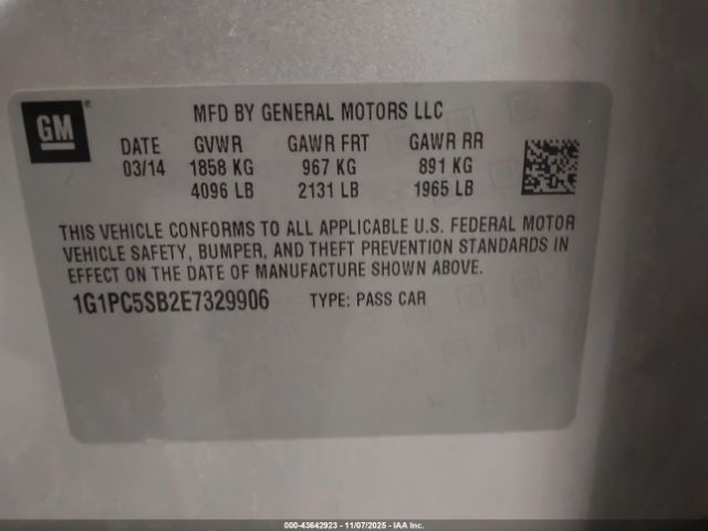 2014 CHEVROLET CRUZE 1G1PC5SB2E7329906 Photo 8