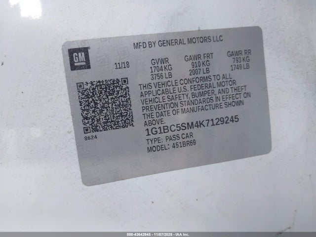 1G1BC5SM4K7129245 Chevrolet CRUZE LS