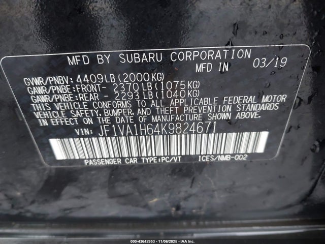 JF1VA1H64K9824671 Subaru Wrx Limited