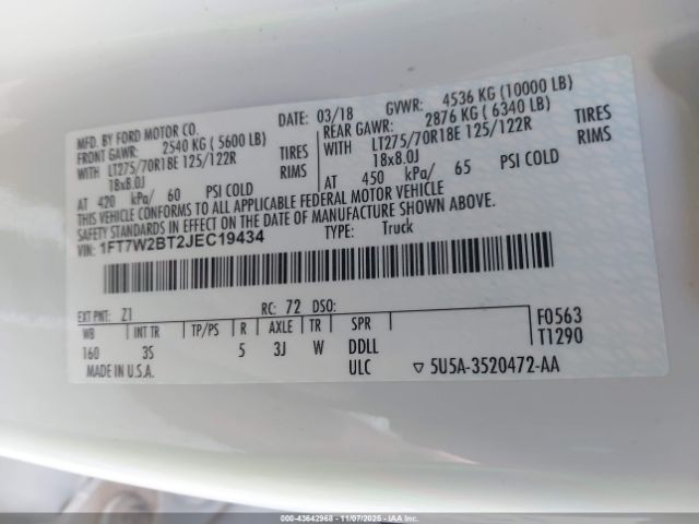 2018 FORD F-250 1FT7W2BT2JEC19434 Photo 8