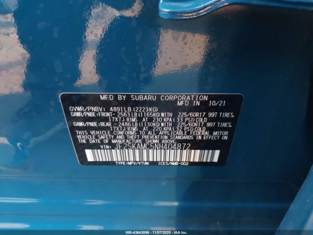 2022 SUBARU FORESTER JF2SKAMC5NH404872 Photo 8