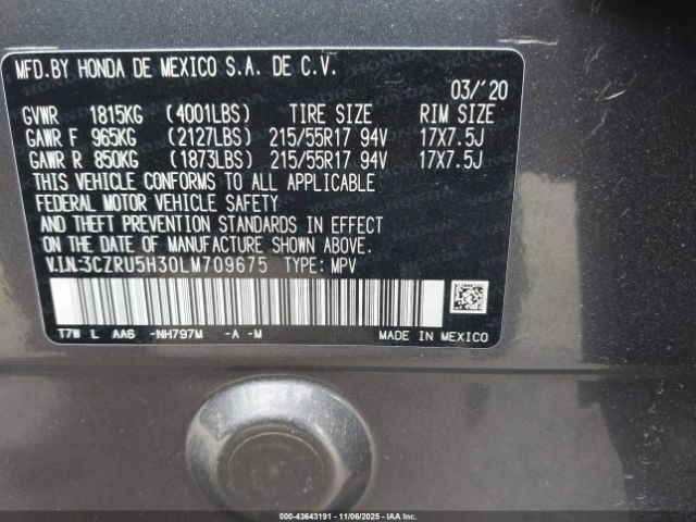 2020 HONDA HR-V 3CZRU5H30LM709675 Photo 8