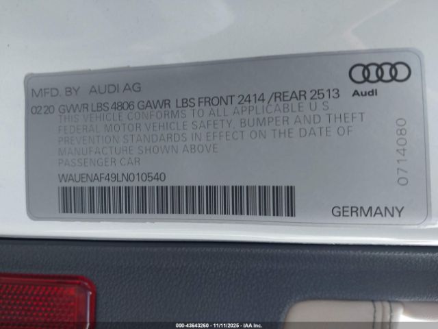 2020 AUDI A4 WAUENAF49LN010540 Photo 8