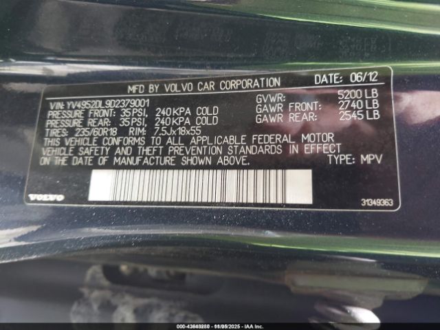 2013 VOLVO XC60 YV4952DL9D2379001 Photo 8