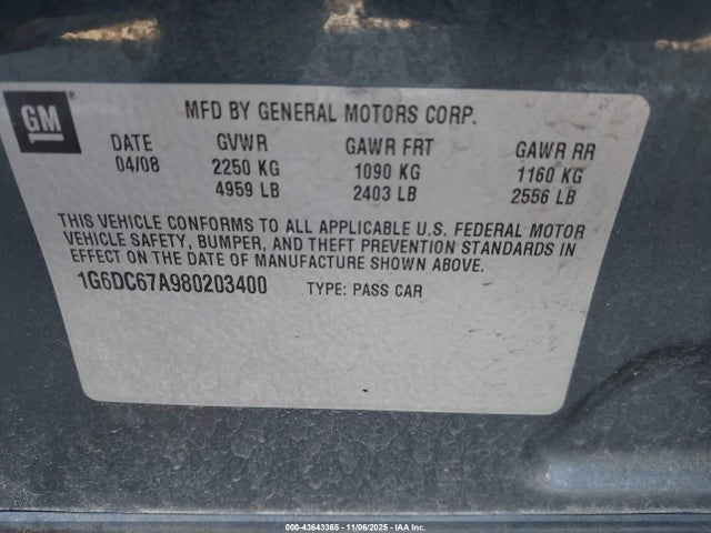 2008 CADILLAC STS 1G6DC67A980203400 Photo 8