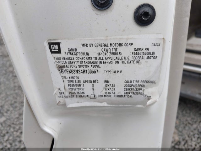 2004 CADILLAC ESCALADE 1GYEK63N24R100557 Photo 8