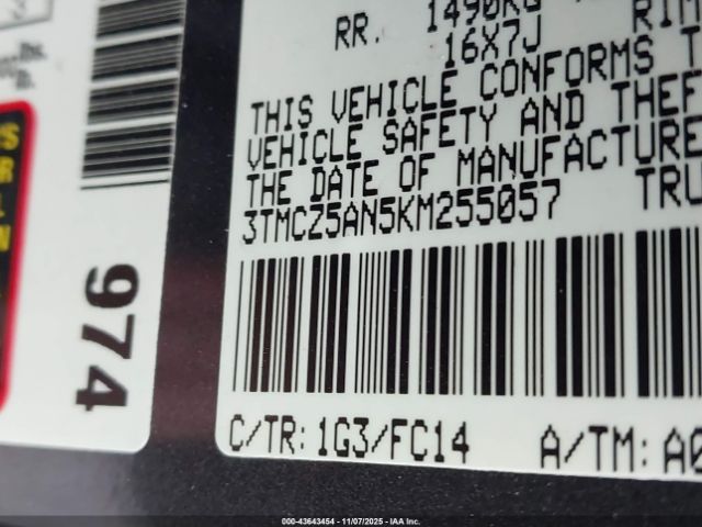 2019 TOYOTA TACOMA 4WD 3TMCZ5AN5KM255057 Photo 8