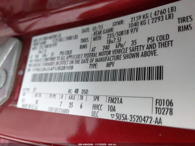 2015 FORD ESCAPE 1FMCU9JX4FUB28109 Photo 8