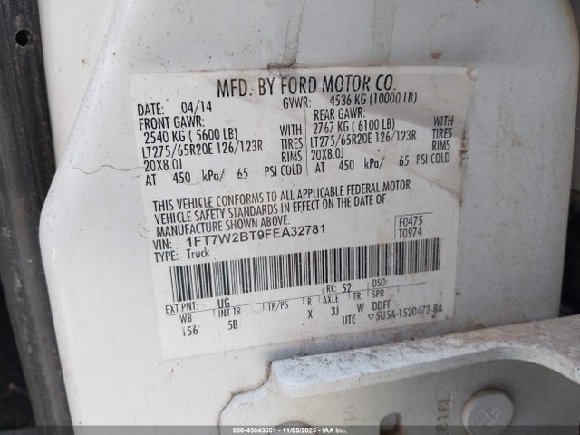Ford F-250 2015 1FT7W2BT9FEA32781 Image 9