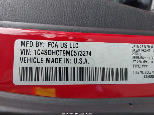 2021 DODGE DURANGO 1C4SDHCT9MC573274 Photo 8