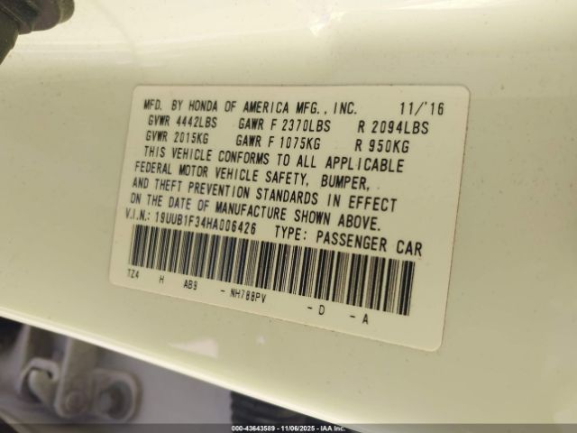 2017 ACURA TLX 19UUB1F34HA006426 Photo 8