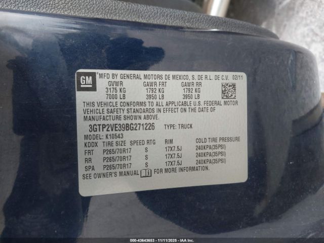 2011 GMC SIERRA 1500 3GTP2VE39BG271226 Photo 8