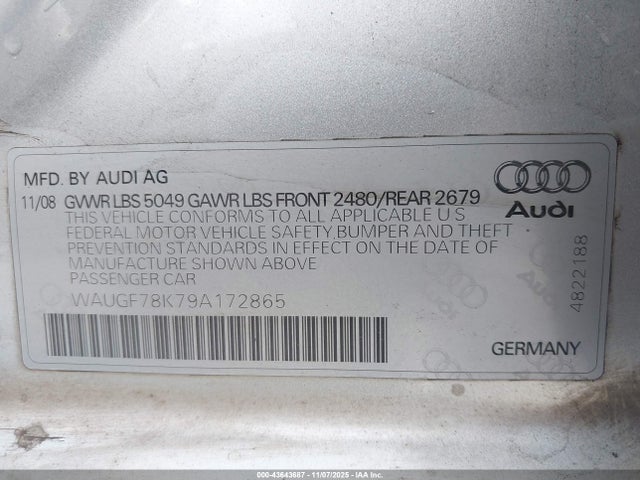 2009 AUDI A4 WAUGF78K79A172865 Photo 8