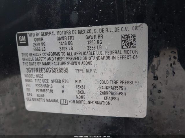 2016 CADILLAC SRX 3GYFNEE3XGS526595 Photo 8