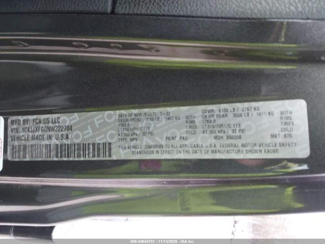 2022 JEEP WRANGLER UNLIMITED 1C4JJXFG0NW222704 Photo 8