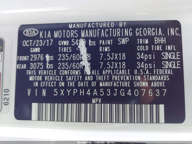 2018 KIA SORENTO 5XYPH4A53JG407637 Photo 8