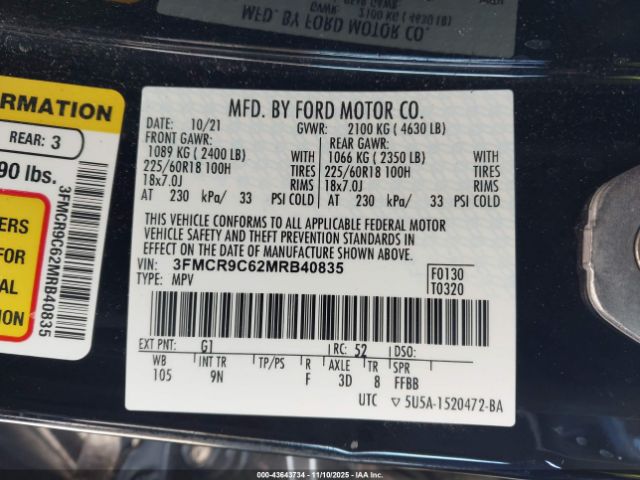 2021 FORD BRONCO SPORT 3FMCR9C62MRB40835 Photo 8