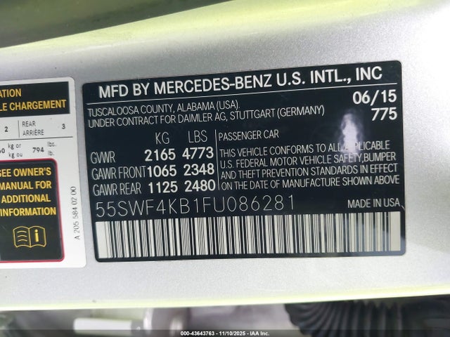 2015 MERCEDES-BENZ C 300 55SWF4KB1FU086281 Photo 8