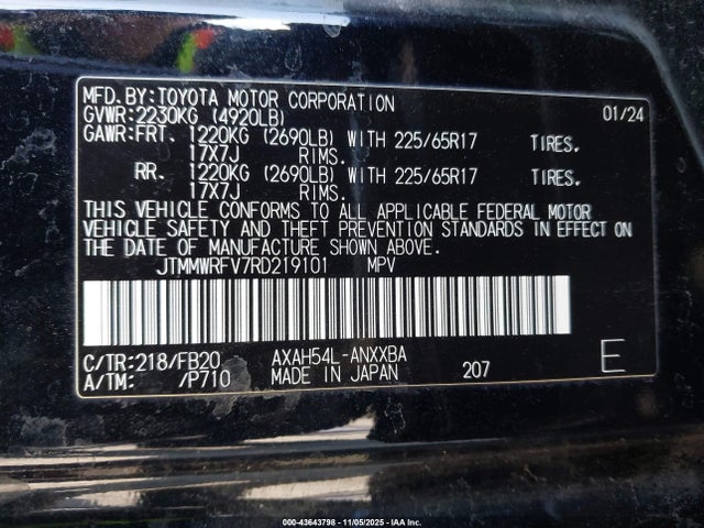 JTMMWRFV7RD219101 Toyota Rav4 Hybrid Le