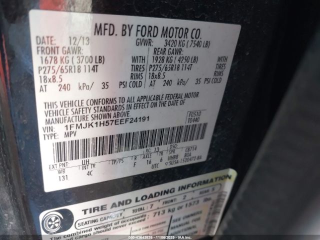 2014 FORD EXPEDITION EL 1FMJK1H57EEF24191 Photo 8