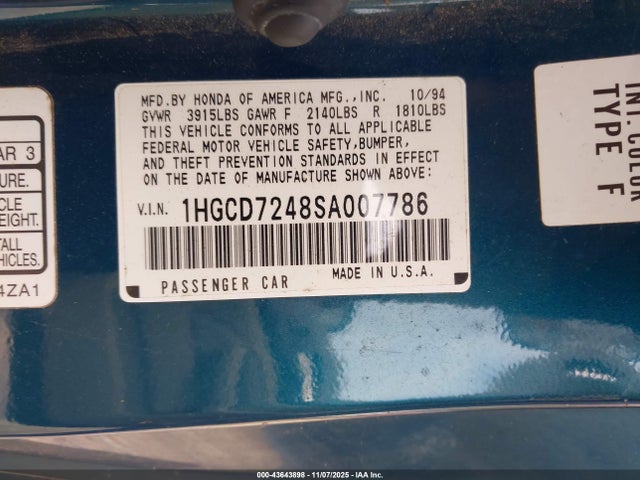 1995 HONDA ACCORD 1HGCD7248SA007786 Photo 8