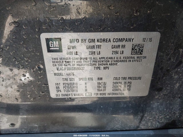 KL4CJFSBXGB590437 Buick Encore Convenience