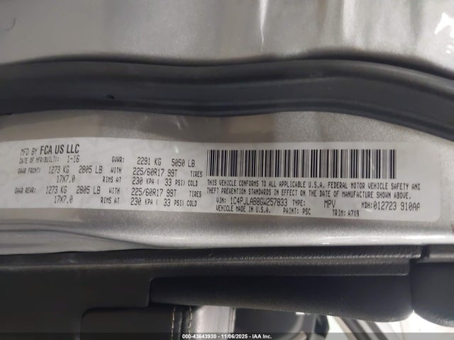 1C4PJLAB8GW257833 Jeep Cherokee Sport