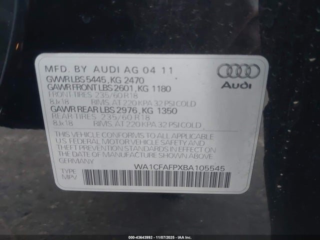 2011 AUDI Q5 WA1CFAFPXBA105545 Photo 8