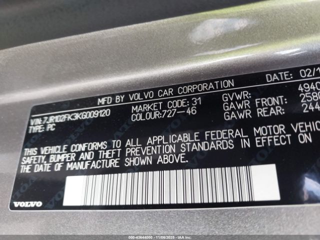 2019 VOLVO S60 7JR102FK3KG009120 Photo 8