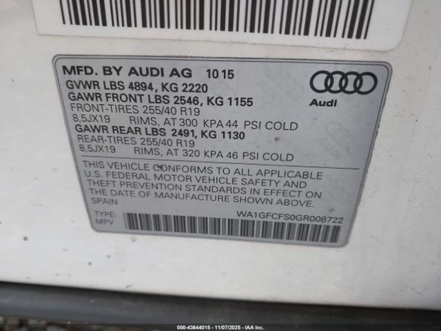 2016 AUDI Q3 WA1GFCFS0GR008722 Photo 8