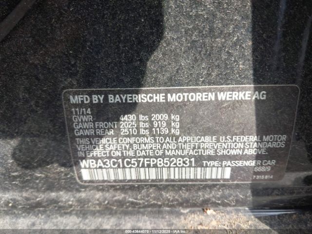 2015 BMW 328I WBA3C1C57FP852831 Photo 8