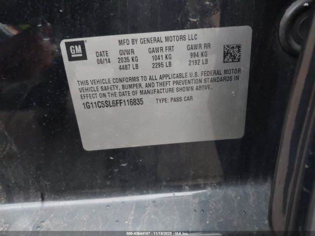 2015 CHEVROLET MALIBU 1G11C5SL6FF116835 Photo 8