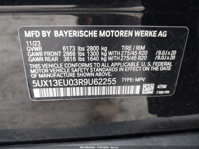 5UX13EU03R9U62255 BMW X5 Sdrive40i