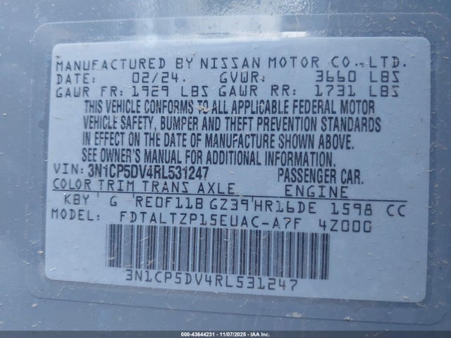 3N1CP5DV4RL531247 Nissan Kicks Sr Xtronic Cvt