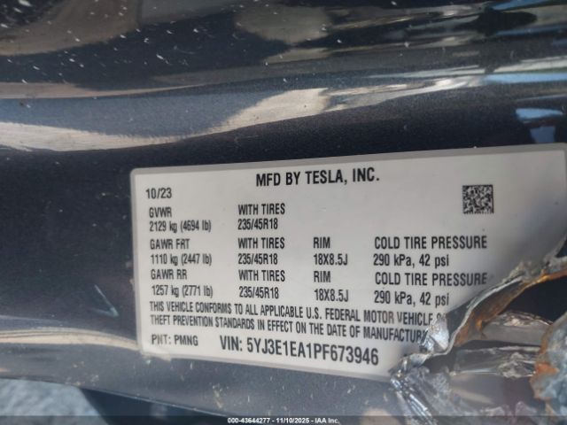 2023 TESLA MODEL 3 5YJ3E1EA1PF673946 Photo 8