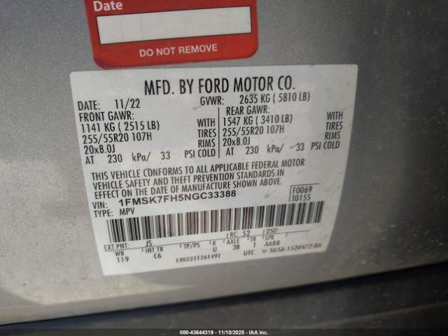 2022 FORD EXPLORER 1FMSK7FH5NGC33388 Photo 8