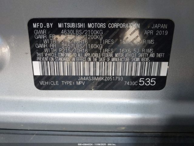 2019 MITSUBISHI ECLIPSE CROSS JA4AS3AA6KZ051793 Photo 8