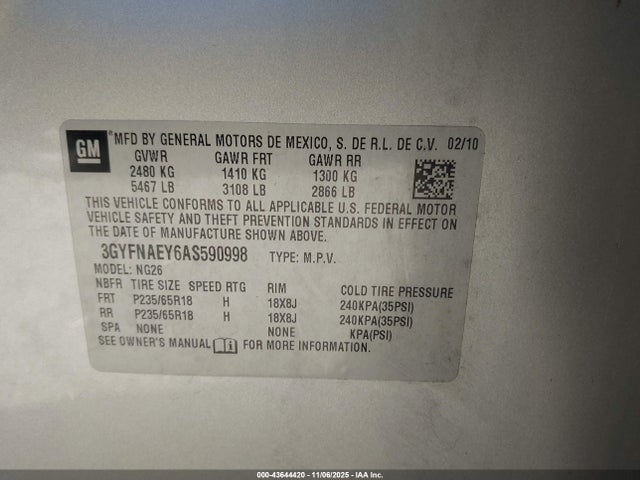 2010 CADILLAC SRX 3GYFNAEY6AS590998 Photo 8