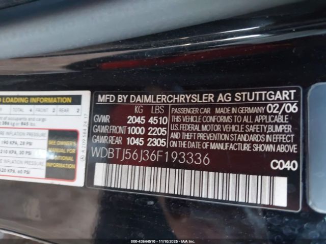 2006 MERCEDES-BENZ CLK 350 WDBTJ56J36F193336 Photo 8