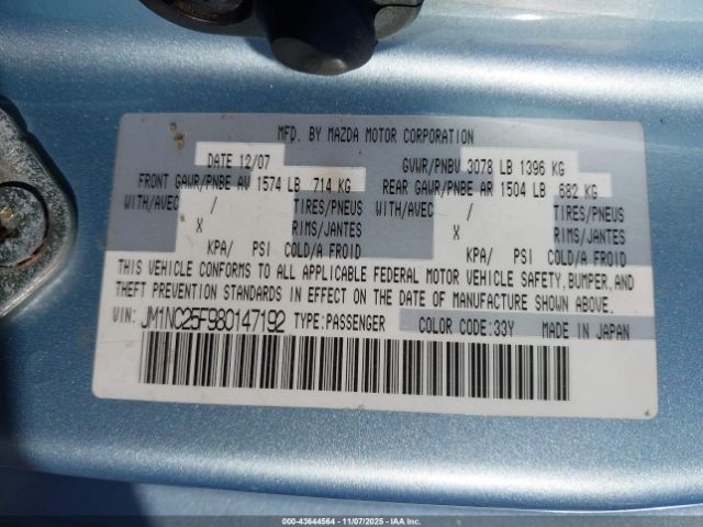 2008 MAZDA MX-5 JM1NC25F980147192 Photo 8