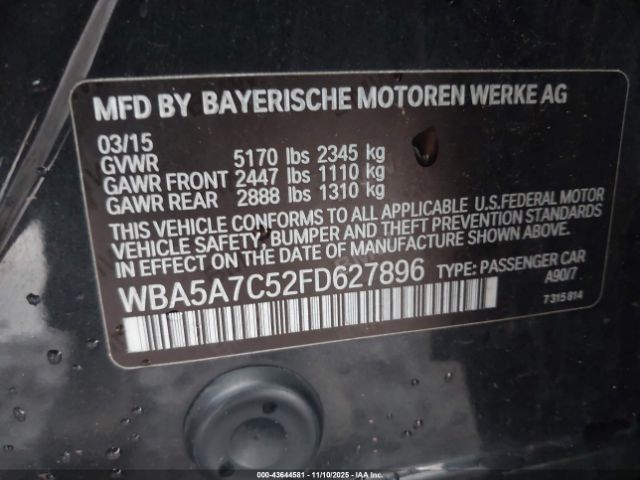 2015 BMW 528I WBA5A7C52FD627896 Photo 8