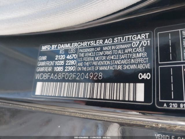 2002 MERCEDES-BENZ SL 500 WDBFA68F02F204928 Photo 8